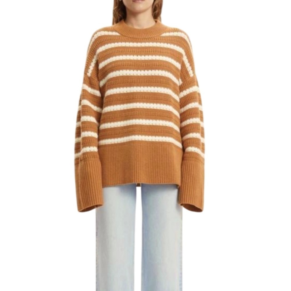 SAMSOE & SAMSOE RAILI CREW NECK SWEATER -BROWN SUGAR- NWOT -Size XS